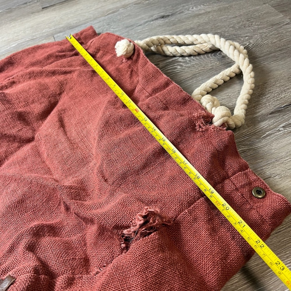 Billabong Tote Bag Womens Large Rust Red Rope Handle Boho Beach Geometric Bag - Picture 6 of 12